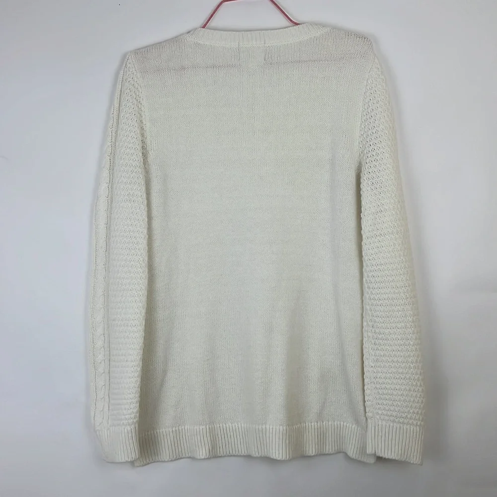 HIPPIE ROSE long sleeve women’s cable knit sweater ivory L - Picture 2 of 10